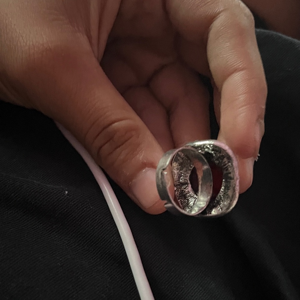 Silver And Red Statement Ring - image 3